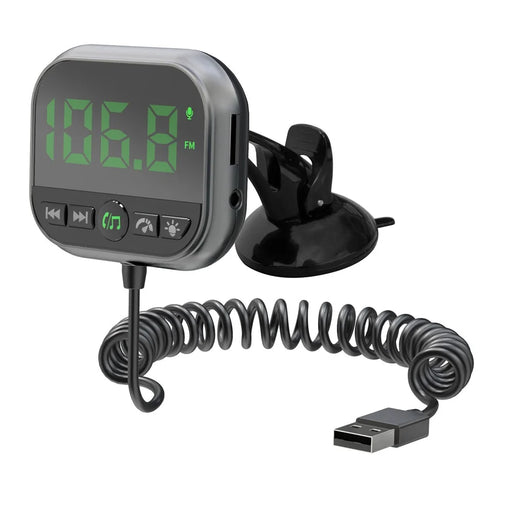 C80 6-in-1 Car HUD Display Bluetooth-compatible 5.3 FM Transmitter Speed Monitor TF Card Car Audio Adapter Receiver for Dashboard - 1