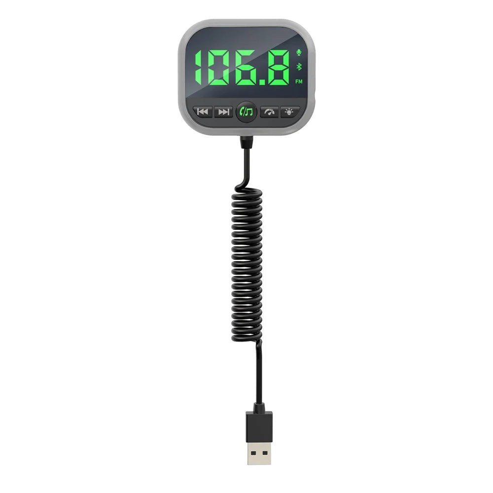 C80 6-in-1 Car HUD Display Bluetooth-compatible 5.3 FM Transmitter Speed Monitor TF Card Car Audio Adapter Receiver for Dashboard - 2