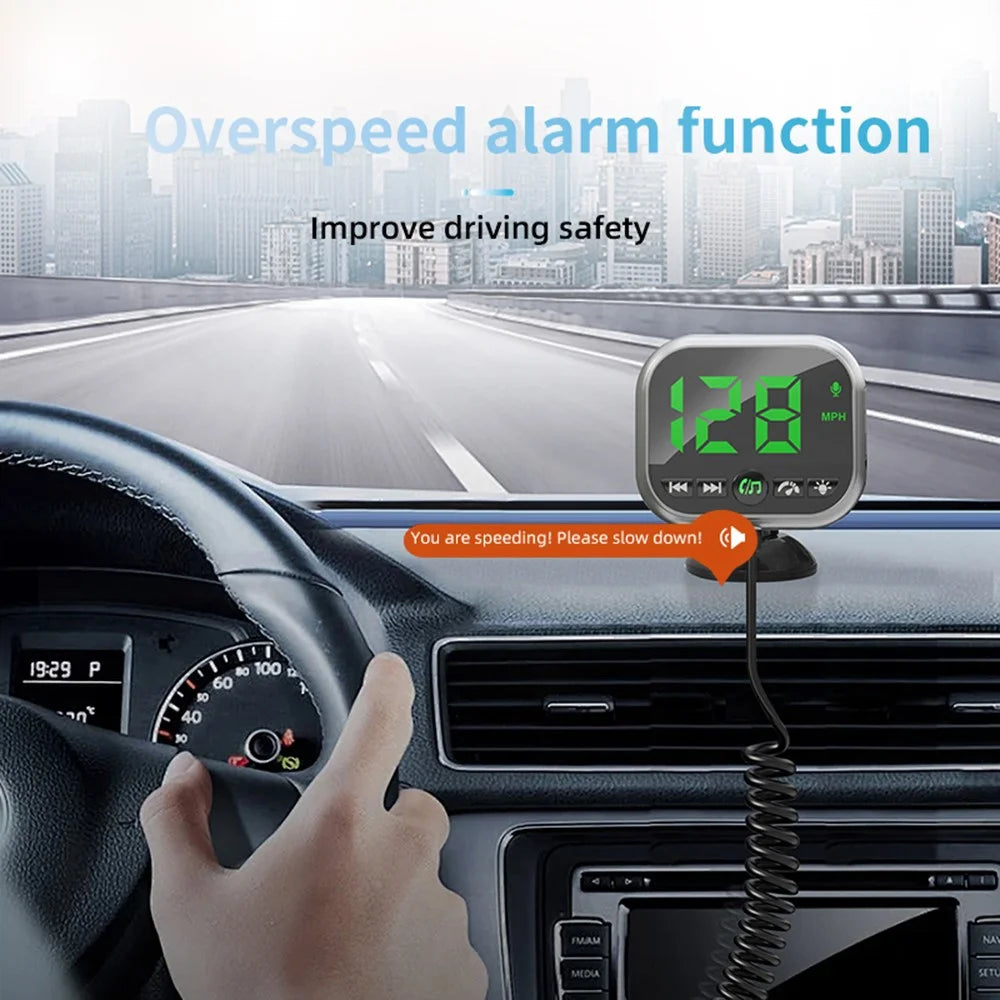 C80 6-in-1 Car HUD Display Bluetooth-compatible 5.3 FM Transmitter Speed Monitor TF Card Car Audio Adapter Receiver for Dashboard - 4