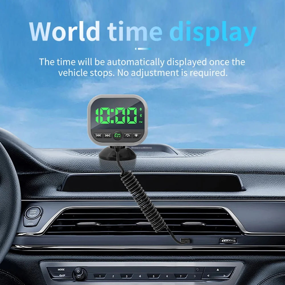 C80 6-in-1 Car HUD Display Bluetooth-compatible 5.3 FM Transmitter Speed Monitor TF Card Car Audio Adapter Receiver for Dashboard - 7