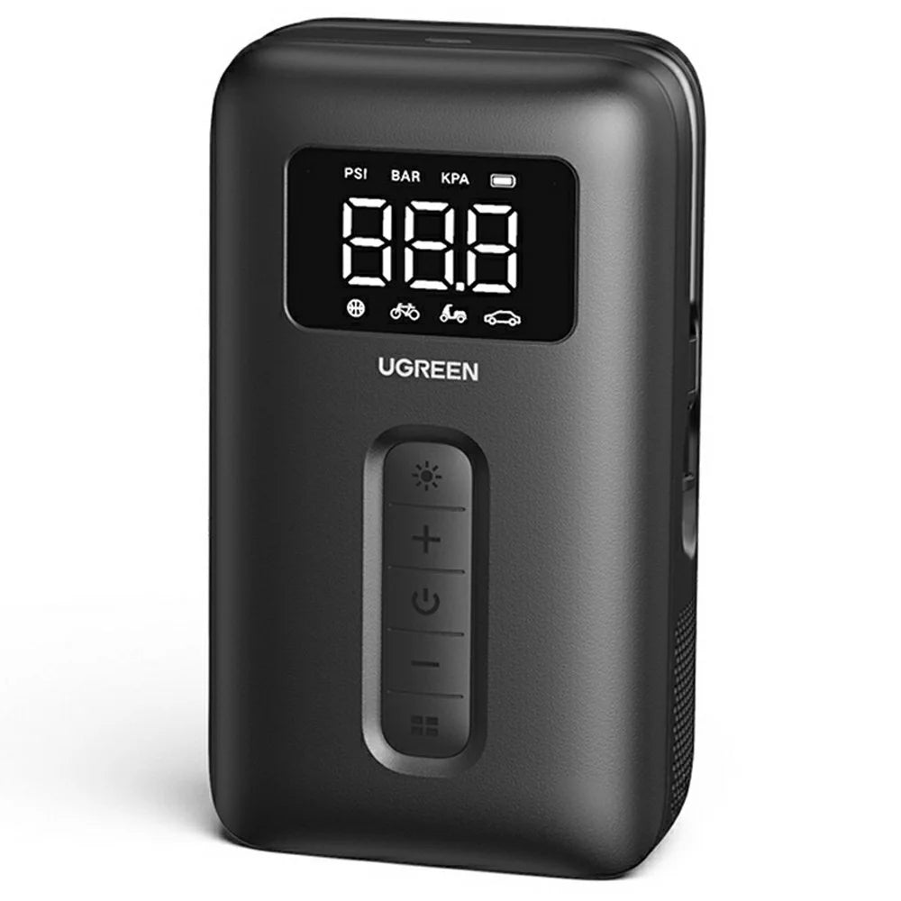 UGREEN 40121 Wireless Portable Air Pump with LED Emergency Light Electric Car Tire Inflator for Auto Motorcycle Bicycle - Black - 1
