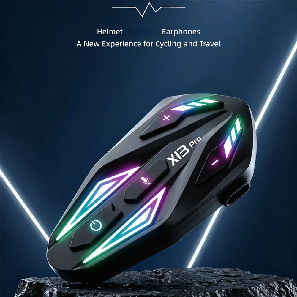 X13 Pro Bluetooth-compatible Helmet Intercom Earphones IPX6 Waterproof Motorcycle Riding Headset with Hard Mic - 2