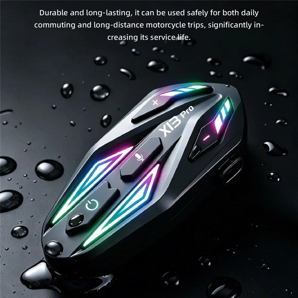 X13 Pro Bluetooth-compatible Helmet Intercom Earphones IPX6 Waterproof Motorcycle Riding Headset with Hard Mic - 4