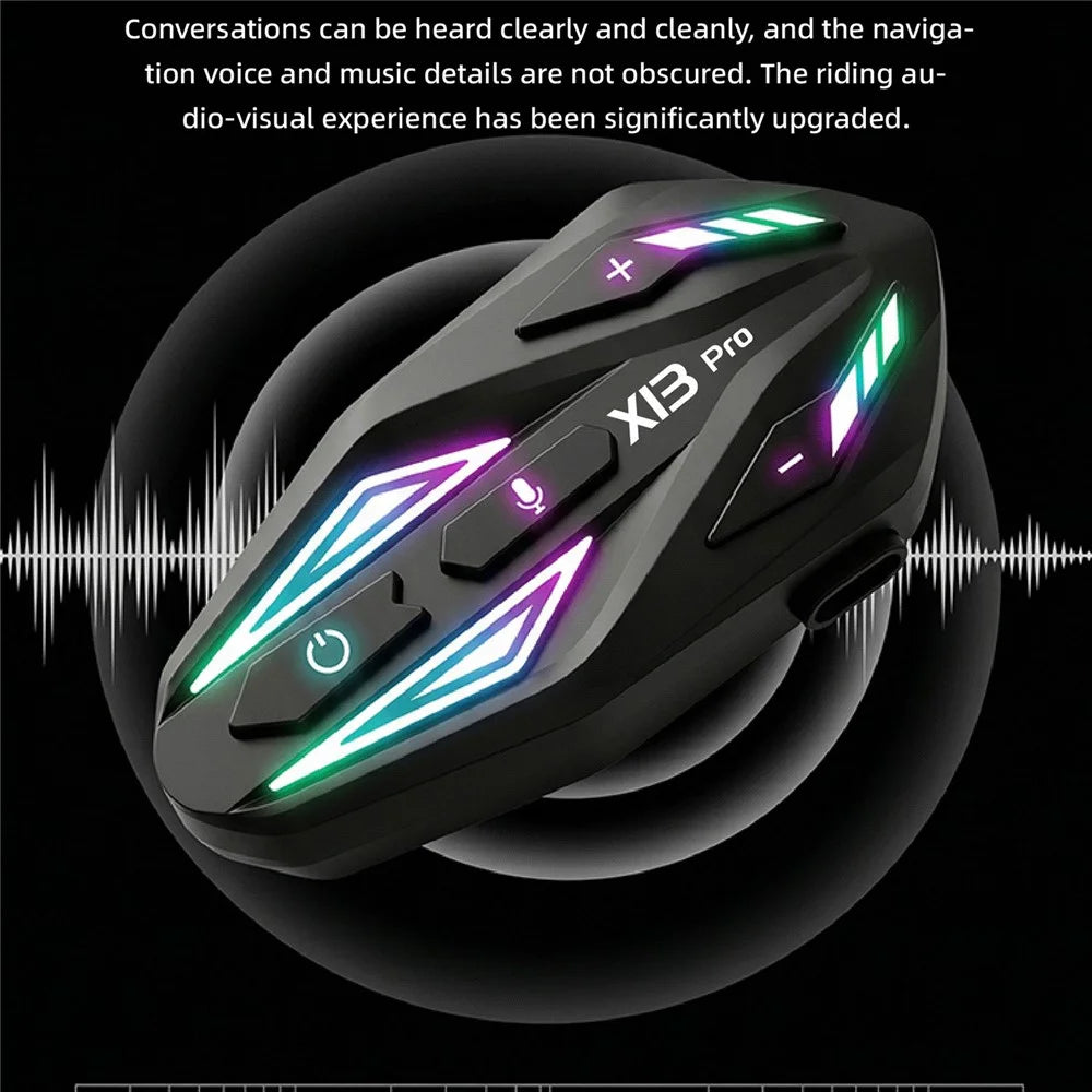 X13 Pro Bluetooth-compatible Helmet Intercom Earphones IPX6 Waterproof Motorcycle Riding Headset with Hard Mic - 6