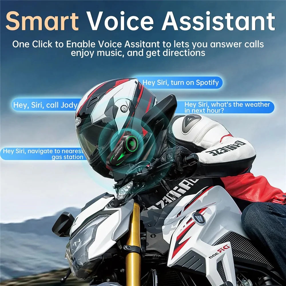A50 Pro Hi-Fi Stereo Sound Motorcycle Helmet Bluetooth-compatible Intercom Earphones with Hard Mic for Riding - 2