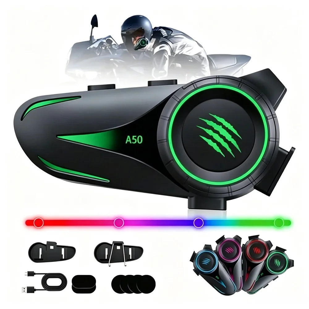 A50 Pro Hi-Fi Stereo Sound Motorcycle Helmet Bluetooth-compatible Intercom Earphones with Hard Mic for Riding - 4