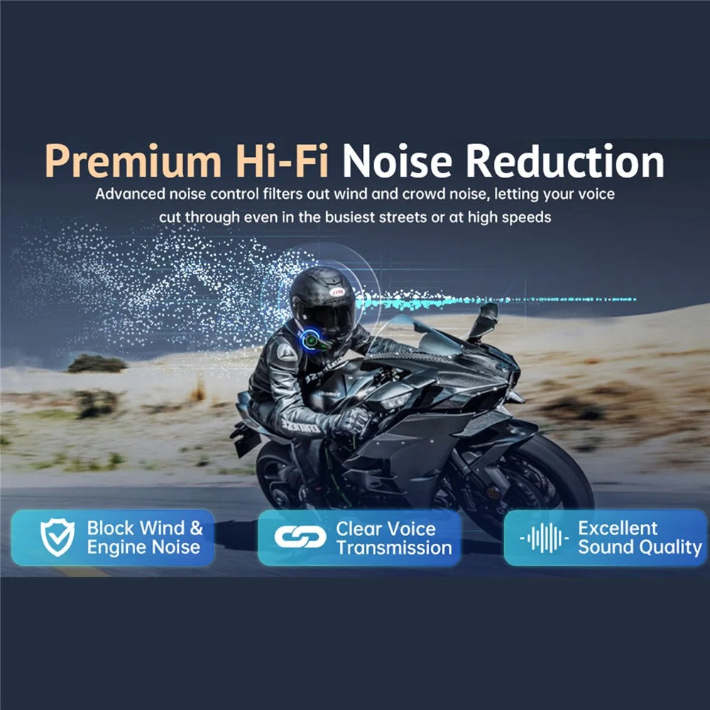 A50 Pro Hi-Fi Stereo Sound Motorcycle Helmet Bluetooth-compatible Intercom Earphones with Hard Mic for Riding - 5