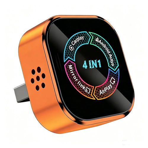 4223M 4 in 1 Wireless CarPlay Android Auto Adapter Mirror Airplay Miracast for Cars with Wired CarPlay - Orange - 1