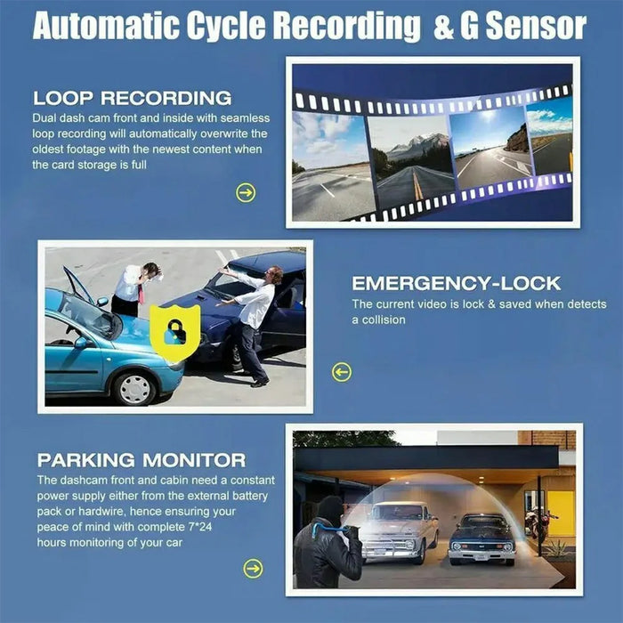 A52 5-Channel 2K WiFi Dash Cam 360 Degree Panoramic Car Driving Recorder - Black - 4
