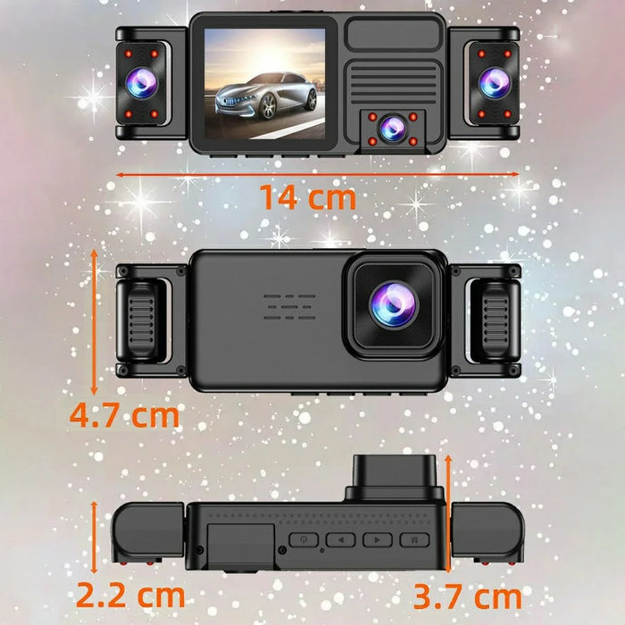 A52 5-Channel 2K WiFi Dash Cam 360 Degree Panoramic Car Driving Recorder - Black - 6