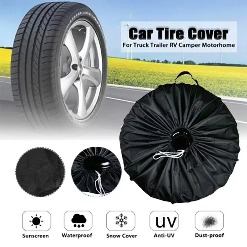Size XL 85x70cm Waterproof 210D Oxford Fabric Car Spare Tire Cover UV Protection for SUV Truck RV - Black Silver - 2