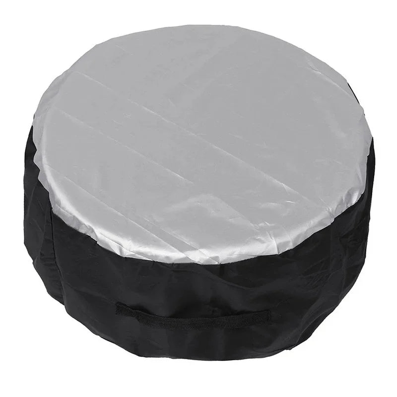 Size S 65x37cm Spare Tire Cover 210D Oxford Fabric Waterproof Dustproof Sunproof for SUV Truck - Black Silver - 1