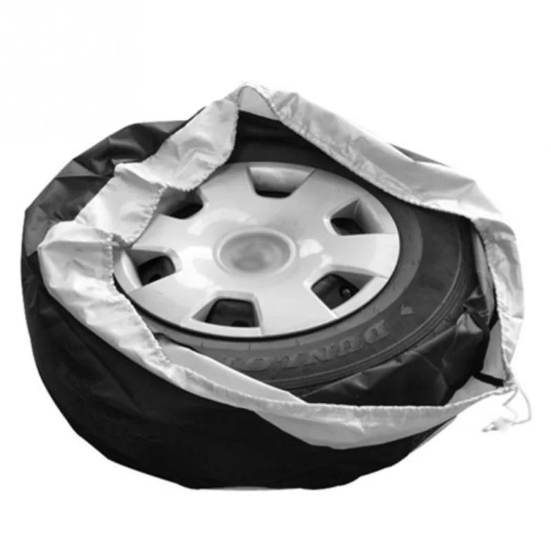 Size S 65x37cm Spare Tire Cover 210D Oxford Fabric Waterproof Dustproof Sunproof for SUV Truck - Black Silver - 3