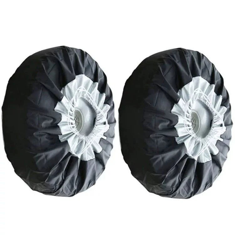 Size S 65x37cm Spare Tire Cover 210D Oxford Fabric Waterproof Dustproof Sunproof for SUV Truck - Black Silver - 6