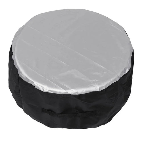 Size L 80x47cm Spare Tire Cover 210D Oxford Fabric Waterproof Dustproof Sunproof for SUV Truck - Black Silver - 1