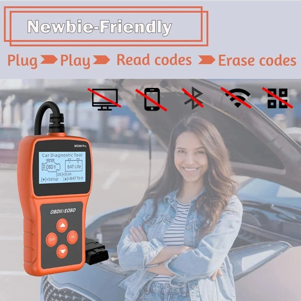 MS309 PRO OBD2 Scanner Car Diagnostic Tool Battery Tester Code Reader for 12V Gasoline Vehicles - 5