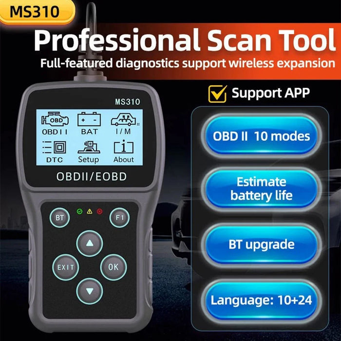 MS310 OBD2 Car Diagnostic Scanner 2.4 inch LCD Screen Code Reader Battery Tester - 4