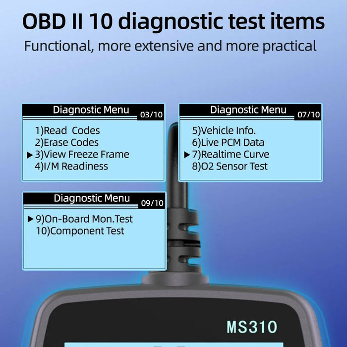 MS310 OBD2 Car Diagnostic Scanner 2.4 inch LCD Screen Code Reader Battery Tester - 7