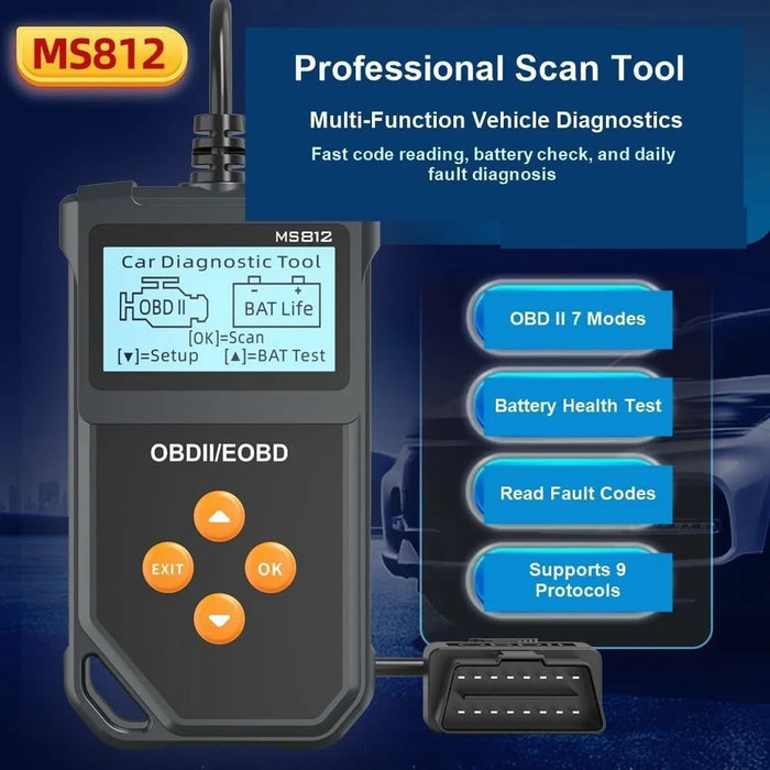 MS812 OBD2 Scanner for Fiesta II 2006-2014 Car Diagnostic Tool Battery Tester Code Reader with 7 OBD II Modes - 2