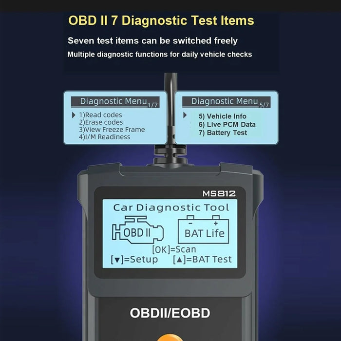 MS812 OBD2 Scanner for Fiesta II 2006-2014 Car Diagnostic Tool Battery Tester Code Reader with 7 OBD II Modes - 4