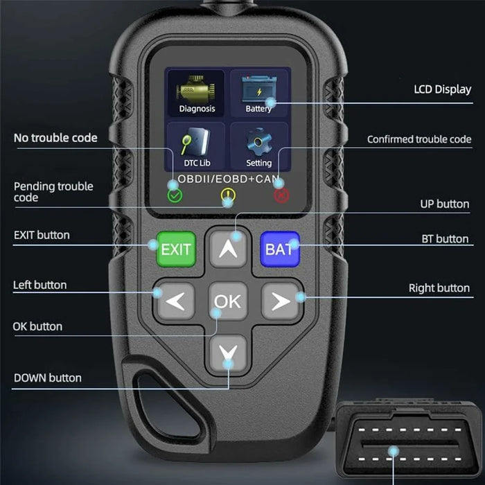 YM119 OBD2 Scanner Engine Fault Code Reader Battery Test Diagnostic Tool - Black - 4