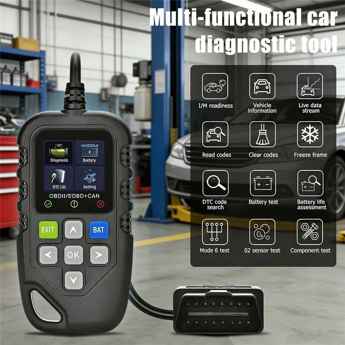 YM119 OBD2 Scanner Engine Fault Code Reader Battery Test Diagnostic Tool - Black - 7