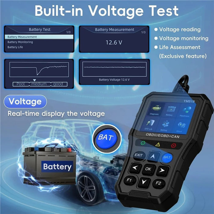 YM519 OBD2 Code Reader Car Engine Diagnostic Tool Full OBDII Scanner Support 13 Languages - 5