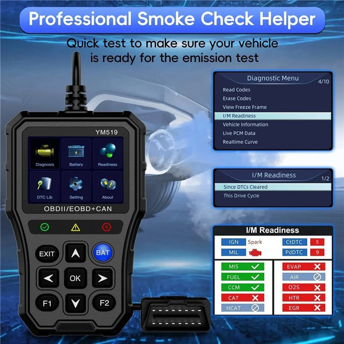 YM519 OBD2 Code Reader Car Engine Diagnostic Tool Full OBDII Scanner Support 13 Languages - 7