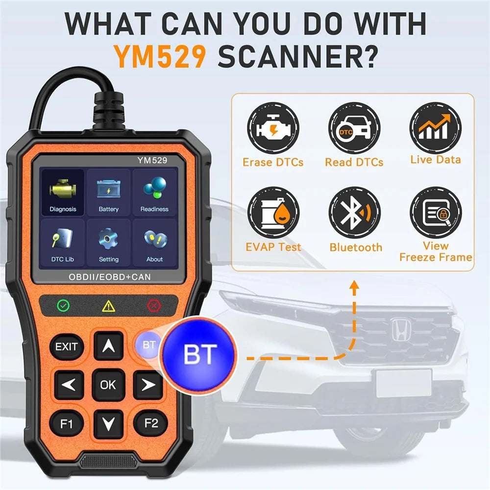 YM529 OBD2 Car Scanner Diagnostic Tool Bluetooth-compatible Live Data Battery Tester - 2