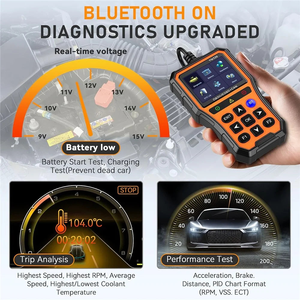 YM529 OBD2 Car Scanner Diagnostic Tool Bluetooth-compatible Live Data Battery Tester - 5