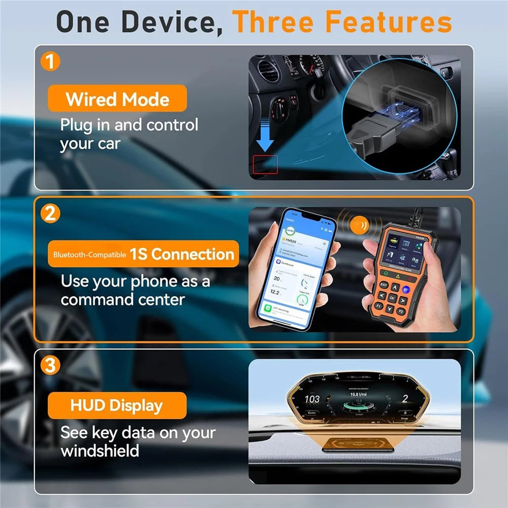 YM529 OBD2 Car Scanner Diagnostic Tool Bluetooth-compatible Live Data Battery Tester - 6