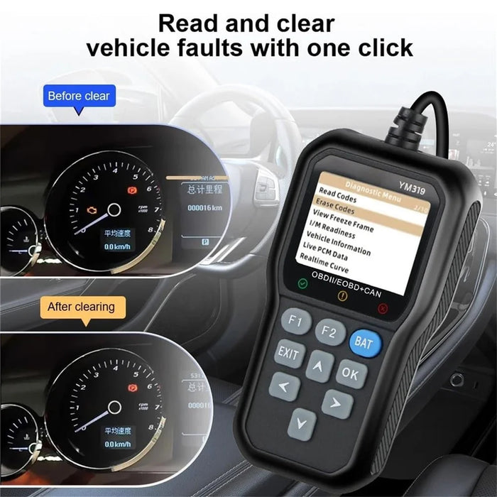 YM319 OBD2 Scanner Engine Fault Code Reader Battery Voltage Tester Automotive Diagnostic Tool - 3