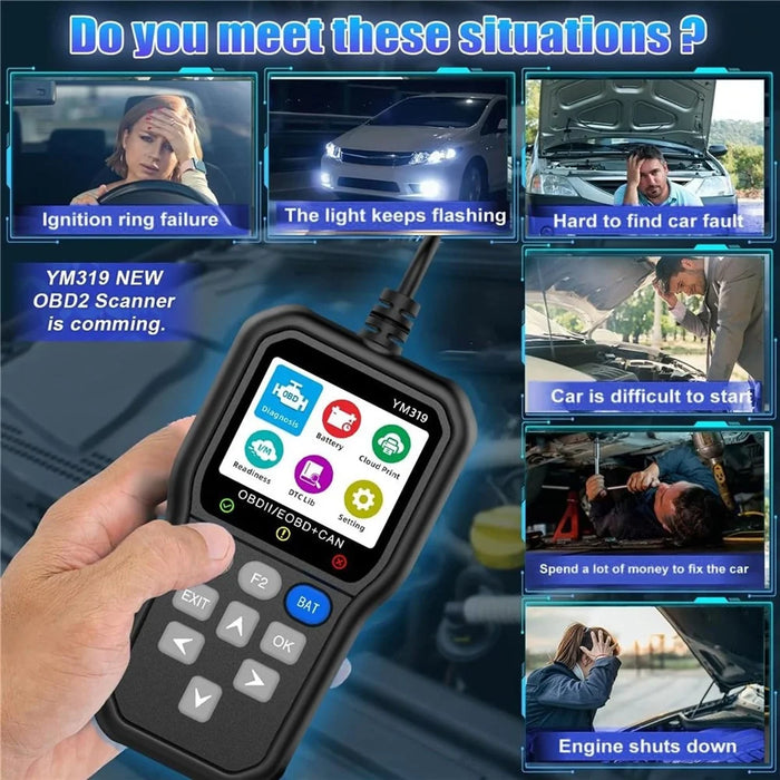 YM319 OBD2 Scanner Engine Fault Code Reader Battery Voltage Tester Automotive Diagnostic Tool - 5