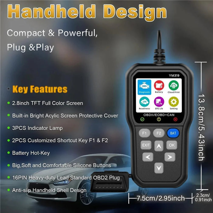 YM319 OBD2 Scanner Engine Fault Code Reader Battery Voltage Tester Automotive Diagnostic Tool - 7