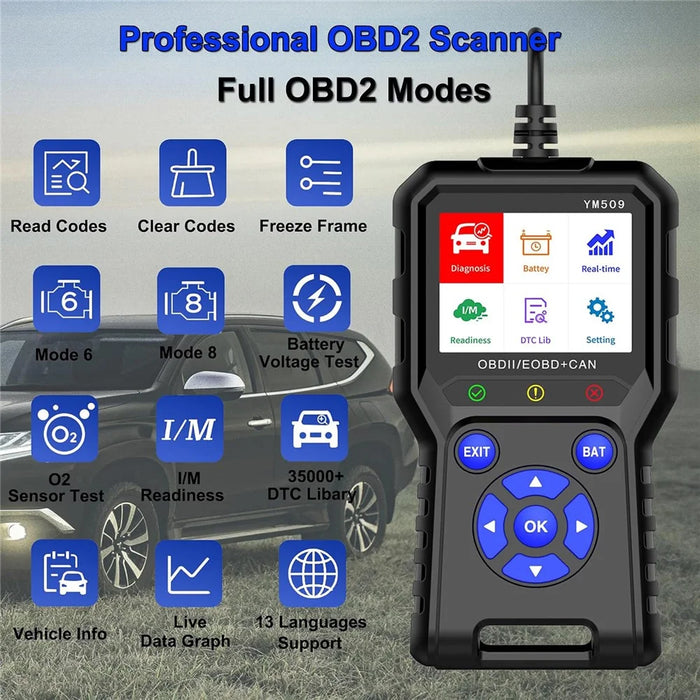 YM509 OBD2 Scanner Car Diagnostic Code Reader CAN OBDII / EOBD Professional Auto Tool - 5