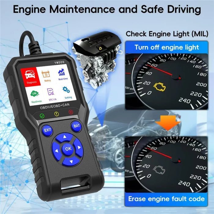 YM509 OBD2 Scanner Car Diagnostic Code Reader CAN OBDII / EOBD Professional Auto Tool - 7