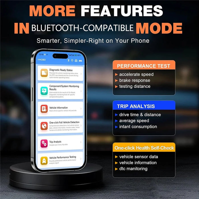 BT529 Bluetooth-compatible Car Battery Tester 2.8 inch IPS Screen OBDII Code Scanner - Orange - 3