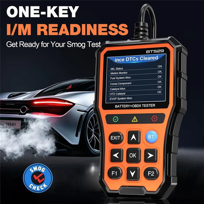 BT529 Bluetooth-compatible Car Battery Tester 2.8 inch IPS Screen OBDII Code Scanner - Orange - 6