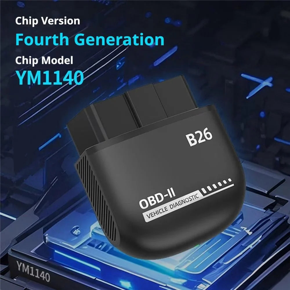 B26 Bluetooth-compatible 5.1 OBD2 Car Diagnostic Scanner ELM327 Engine Code Reader - Black - 6