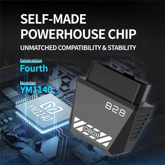 B28 OBD2 Scanner ELM327 Bluetooth-compatible 5.1 Car Engine Diagnostic Code Reader - Black - 6