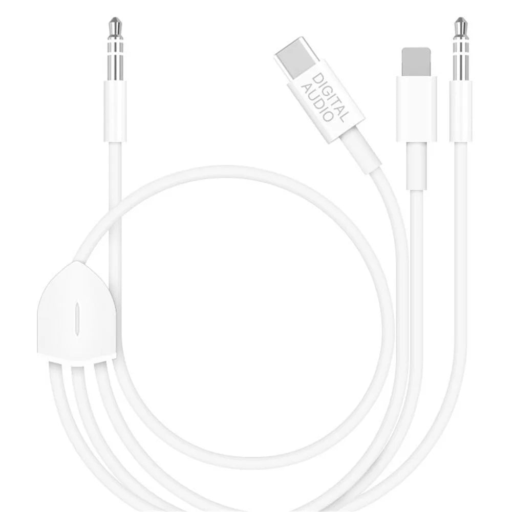 MH045S 3-in-1 Type-C / iP / 3.5mm Multifunction Car Audio Cable for iPhone 13 / Google Pixel 4 / Samsung Galaxy S20 - 1