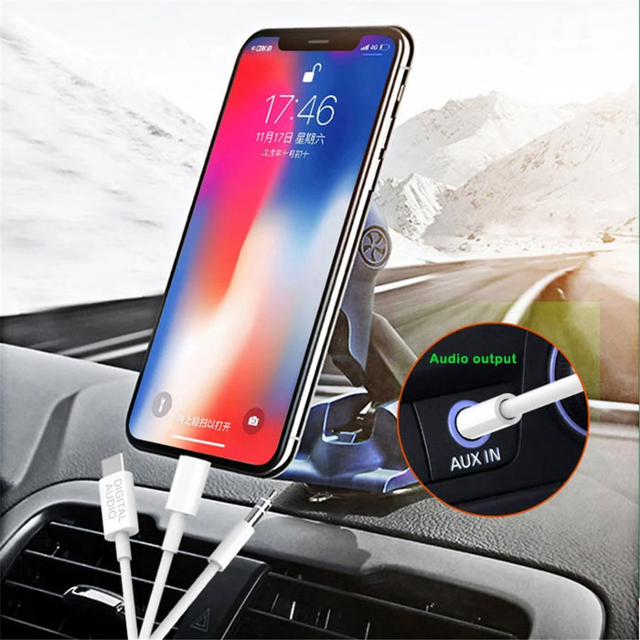 MH045S 3-in-1 Type-C / iP / 3.5mm Multifunction Car Audio Cable for iPhone 13 / Google Pixel 4 / Samsung Galaxy S20 - 2