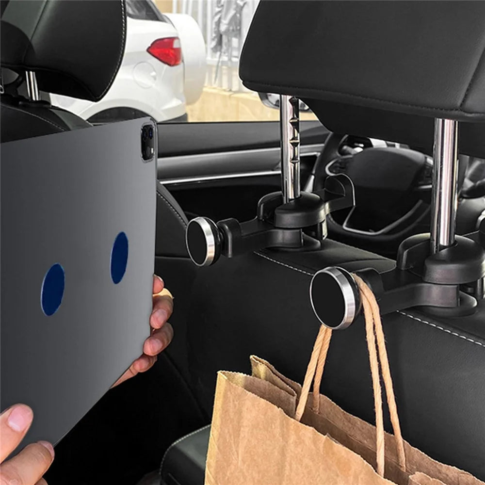 DM-034 Car Headrest Phone Holder Mount Strong Magnetic Tablet Holder Stand Bracket - Silver - 2