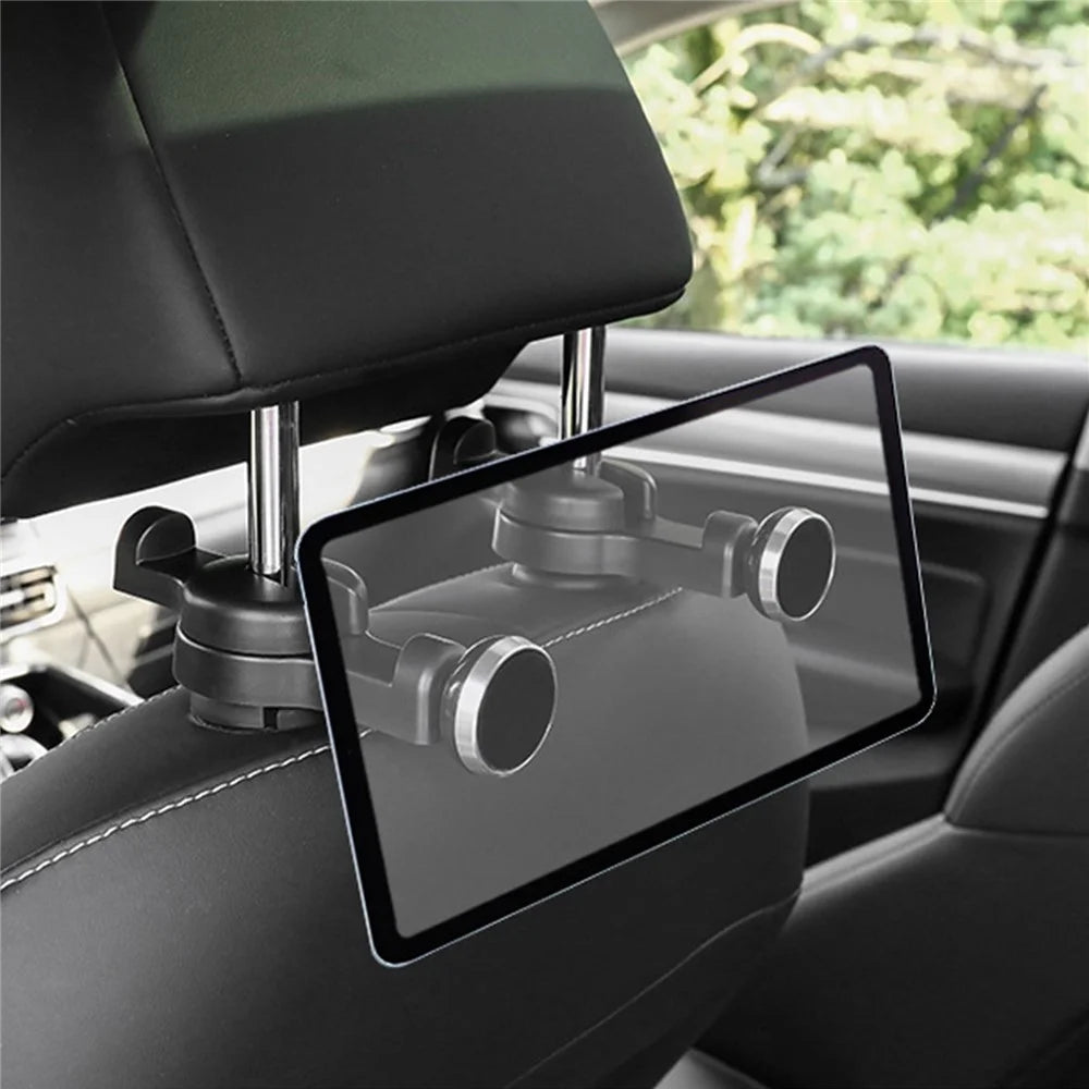 DM-034 Car Headrest Phone Holder Mount Strong Magnetic Tablet Holder Stand Bracket - Silver - 3