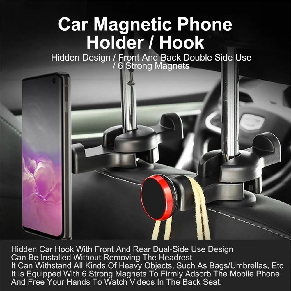 DM-034 Car Headrest Phone Holder Mount Strong Magnetic Tablet Holder Stand Bracket - Silver - 4
