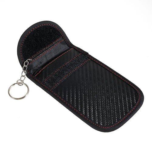 Double Layer Carbon Fiber Texture Leather RFID Blocking Car Key Signal Shielding Bag Key Storage Pouch - 1