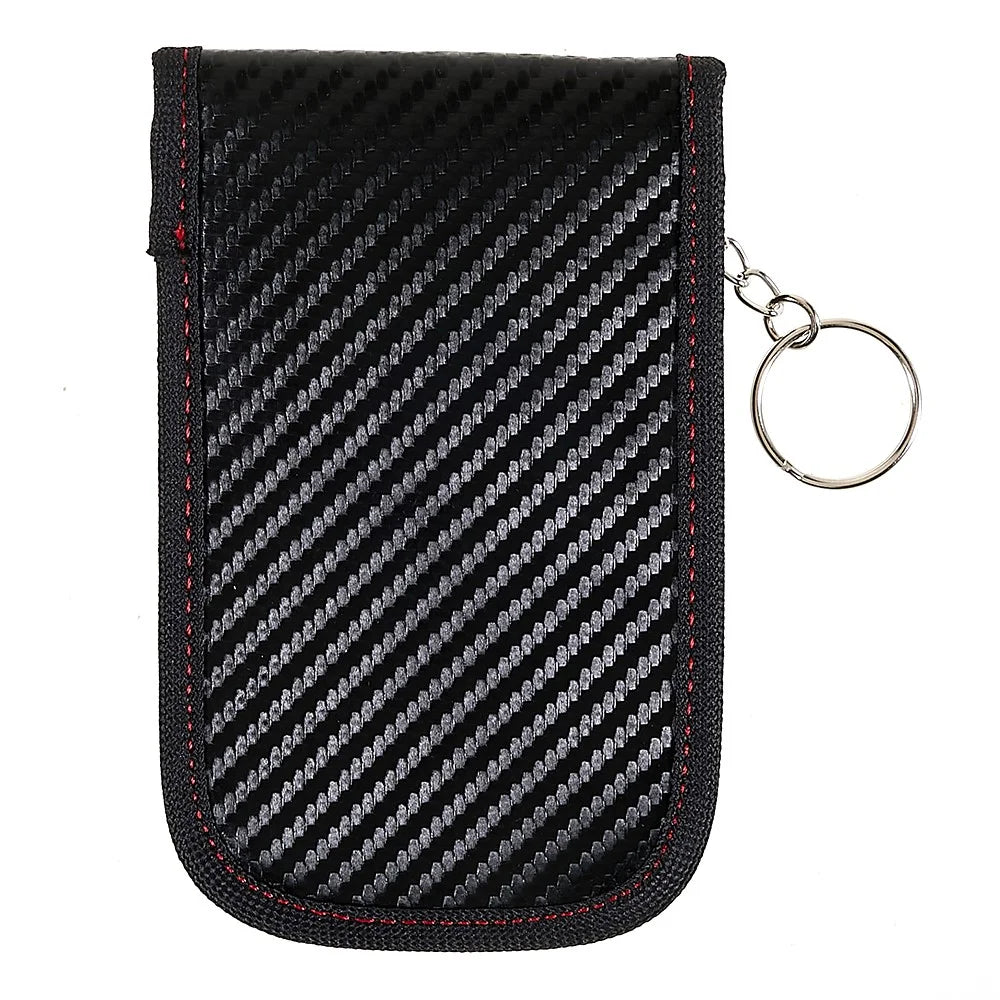 Double Layer Carbon Fiber Texture Leather RFID Blocking Car Key Signal Shielding Bag Key Storage Pouch - 3