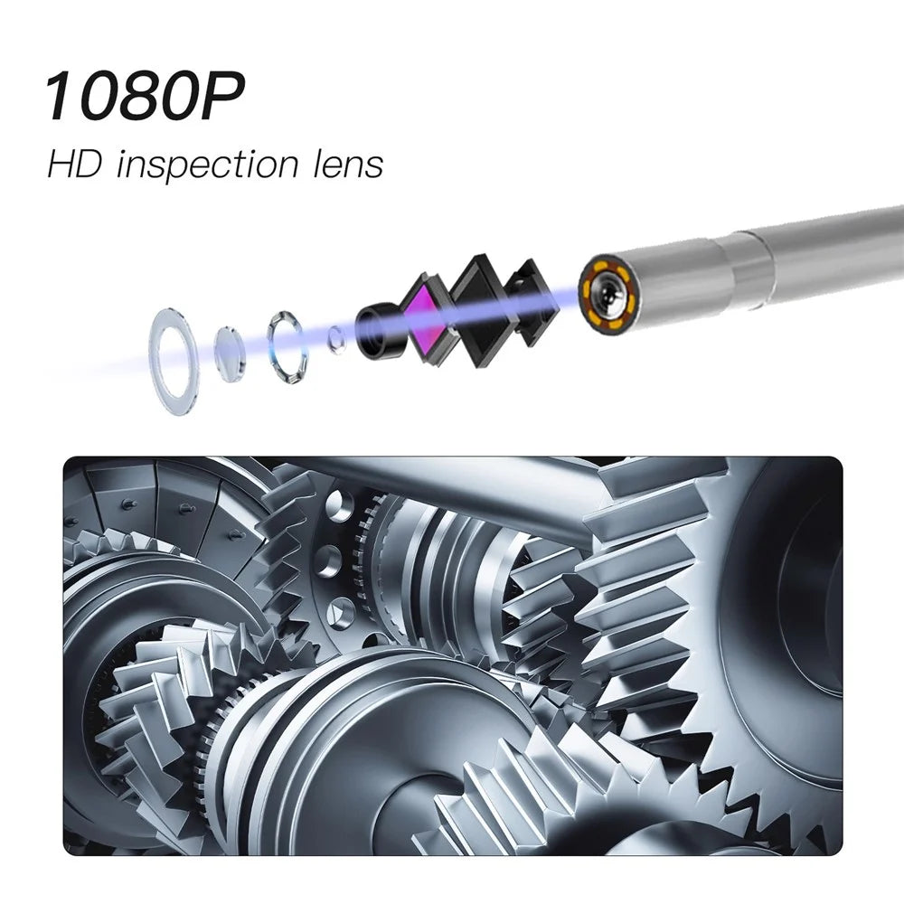 P10 2m Hard Wire 3.9mm Lens 1080P HD Endoscope for Cars 2.8" IPS Screen Piping Inspection Camera - 2