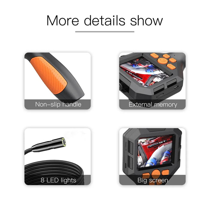 P10 10m Hard Wire 8mm Lens Handheld Endoscope IP68 Waterproof 1080P HD Borescope 2.8" IPS Screen Piping Inspection Camera - 6