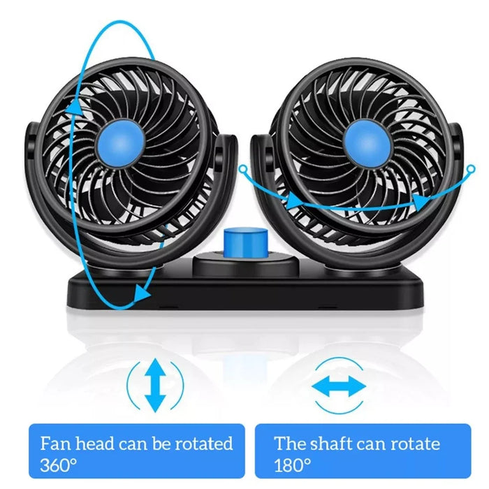 Car Dashboard Cooling Fan USB Electric Dual-Head Cooling Air Circulator Strong Wind 360-Degree Rotatable Cooler - 2